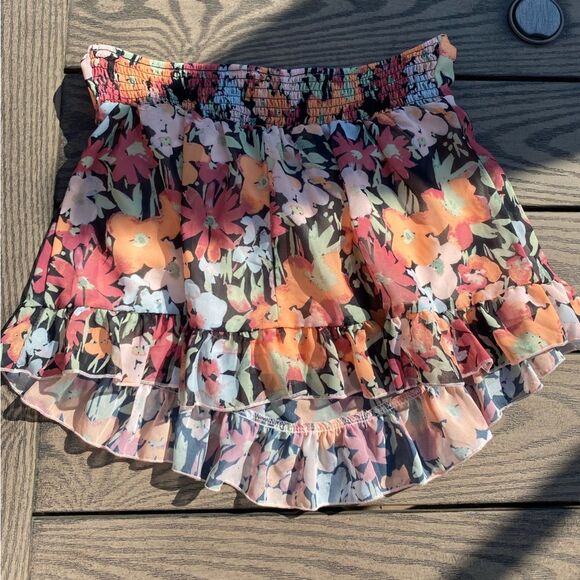 NWT PacSun la hearts floral ruffle mini top size small strapless chiffon - Picture 6 of 9